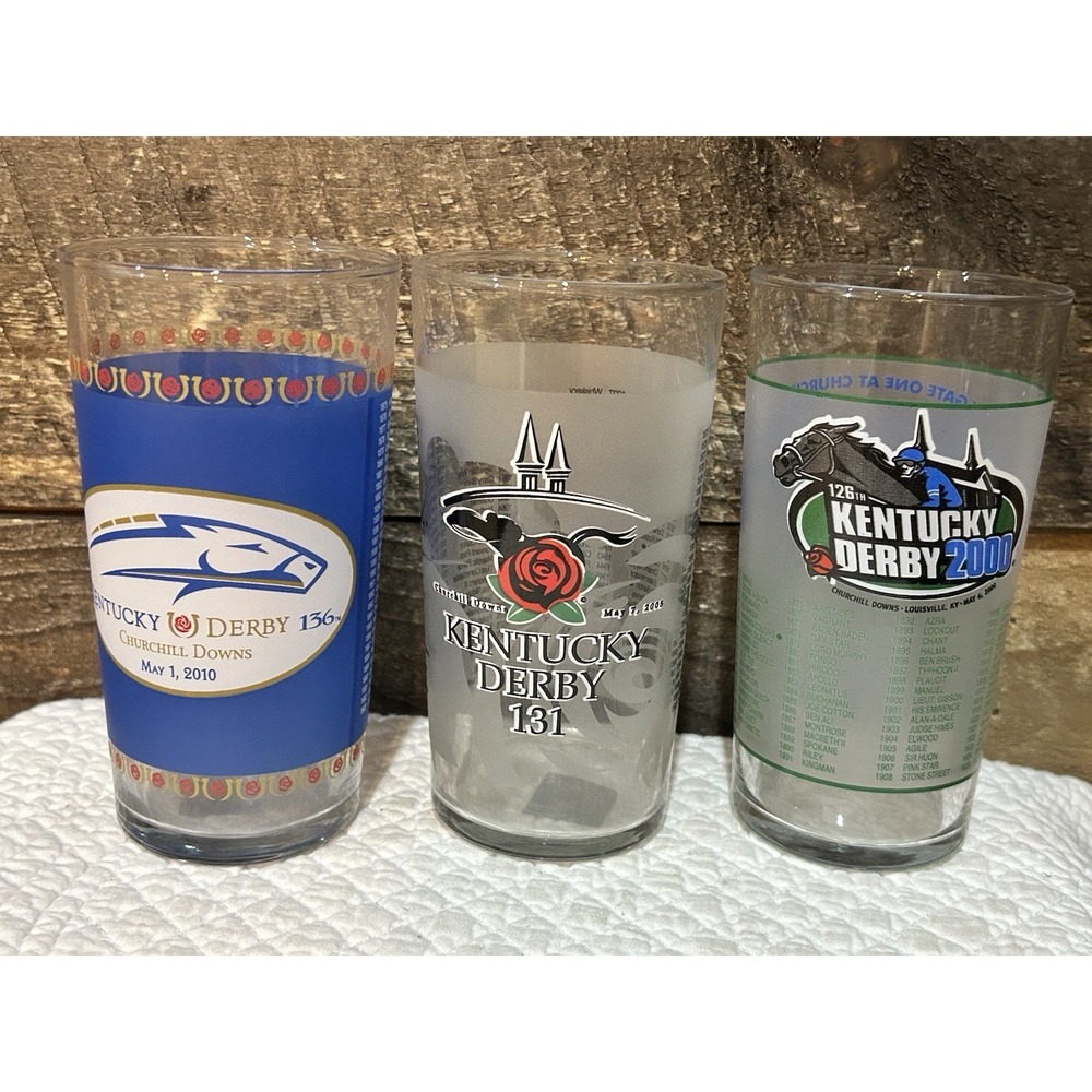 Lot of 6 Kentucky Derby Glasses 2015 2000 2010 - Picture 2 of 11